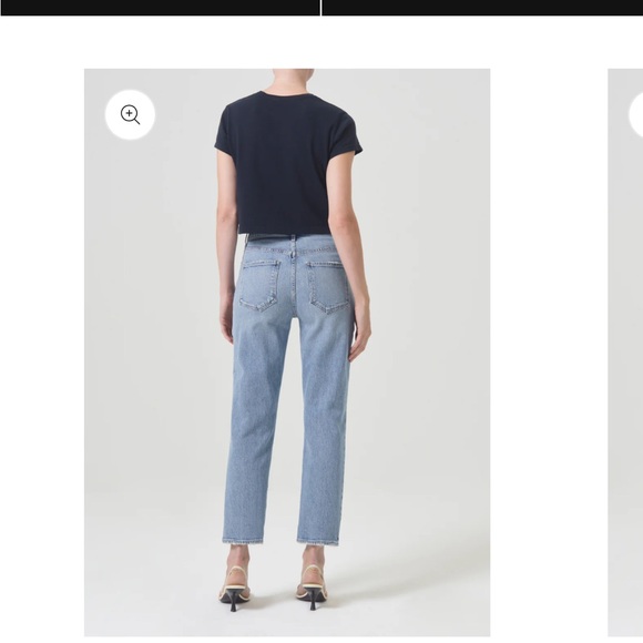 Agolde Riley high rise straight crop in light wash denim - Picture 2 of 5